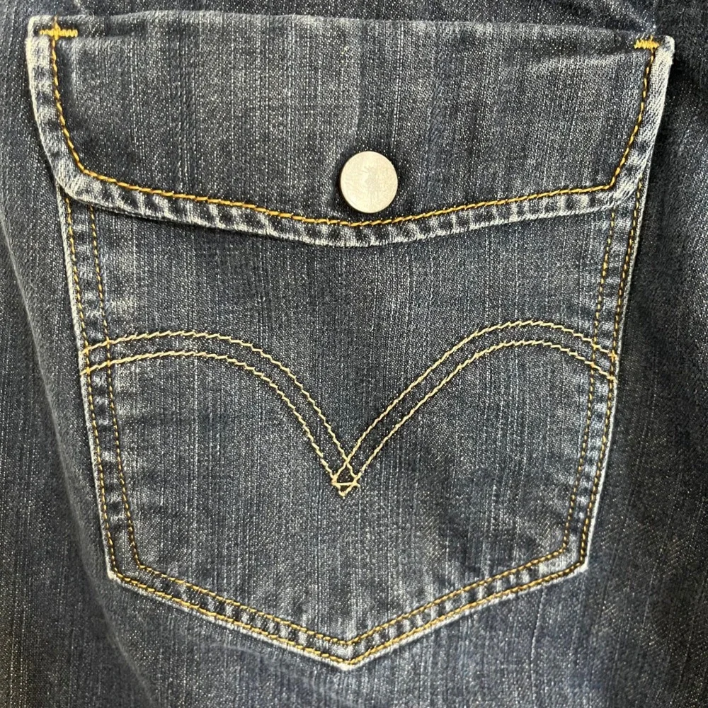 Levis 514 Slim Straight Leg Jeans Mens 38x34 Dark‎ Wash Blue Flap Pocket Denim